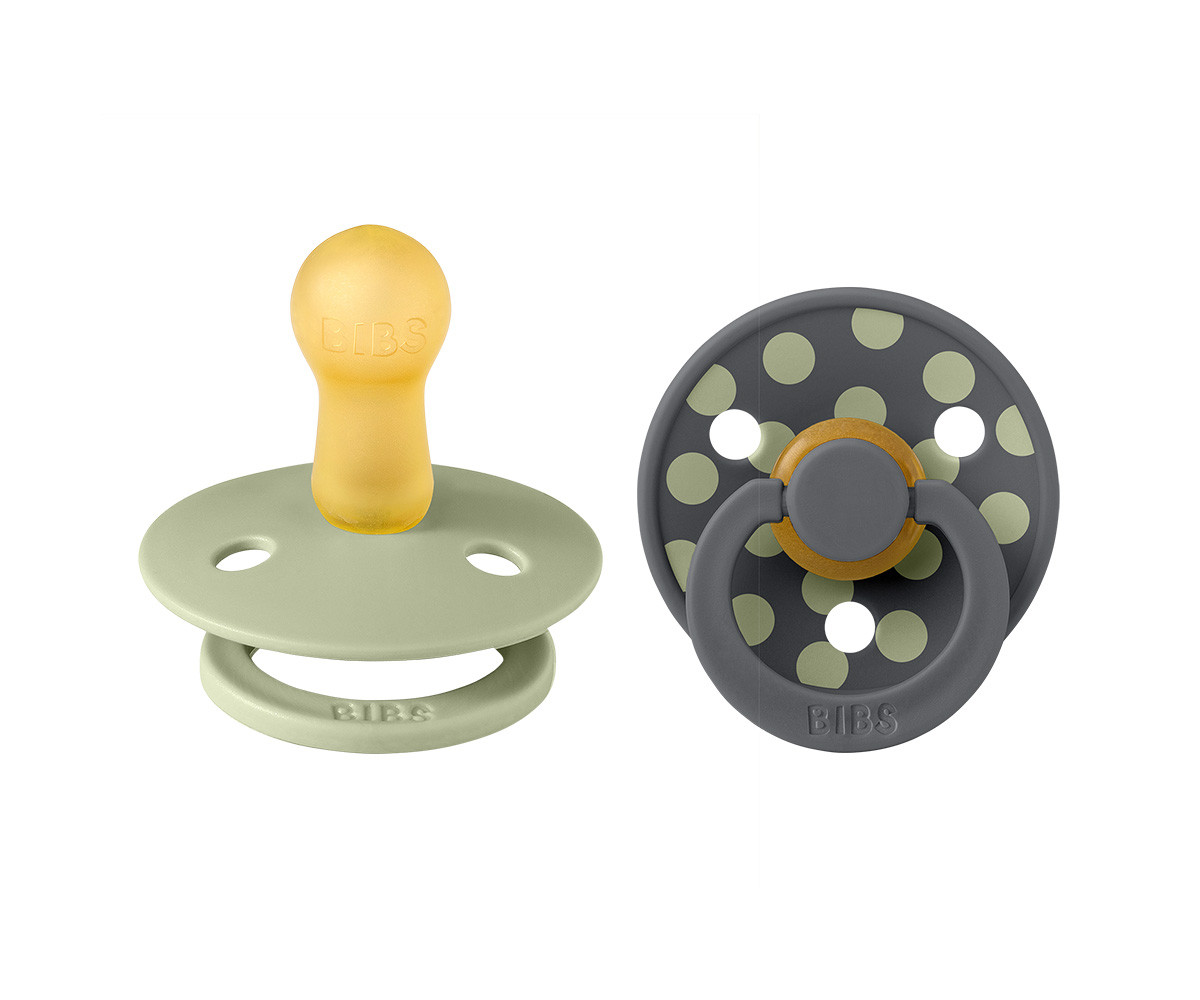 2 Succhietti BIBS Studio Colour Round Polka Sage/Iron