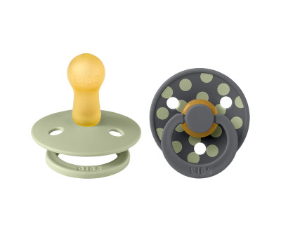 2 Succhietti BIBS Studio Colour Round Polka Sage/Iron
