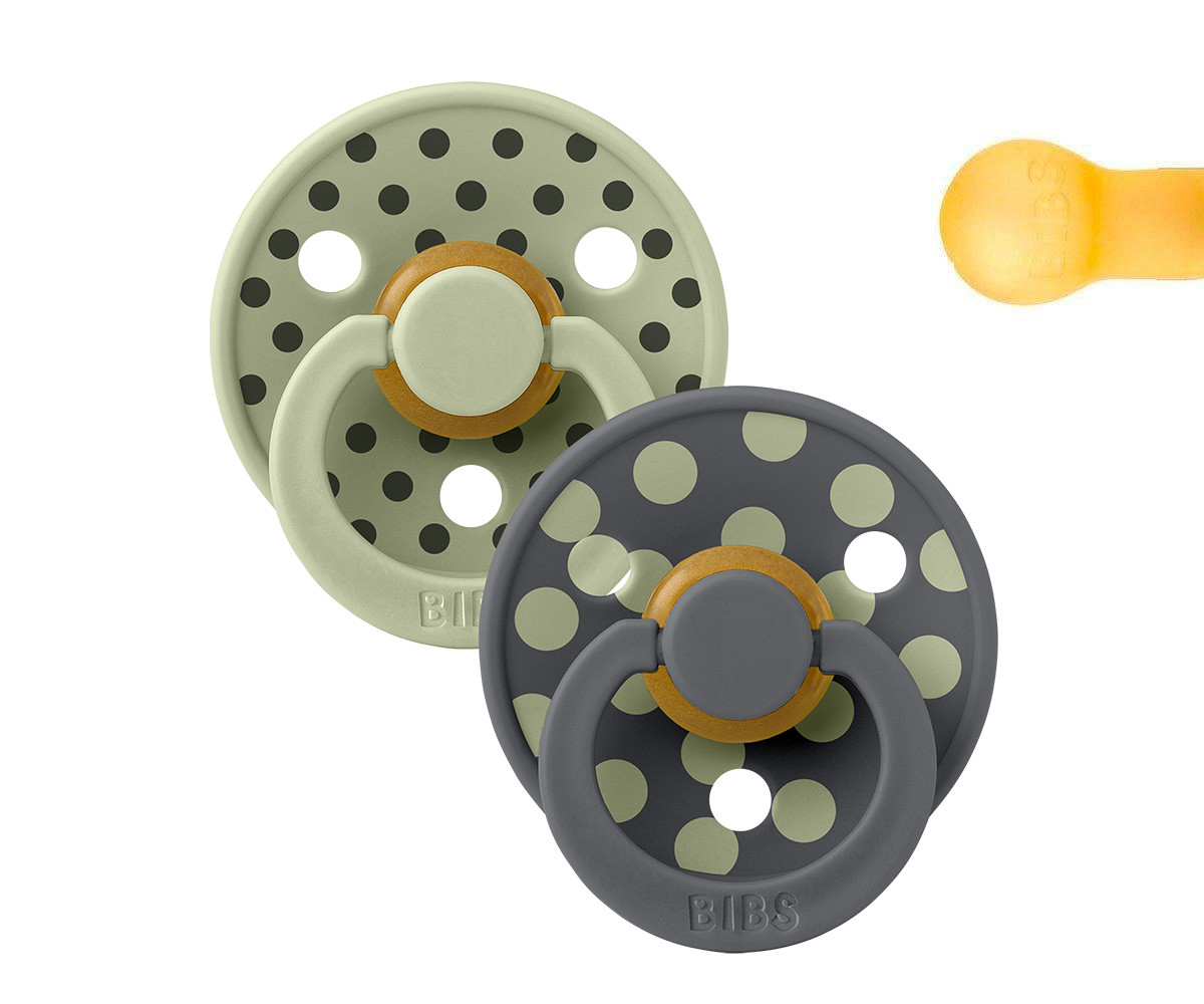 2 Succhietti BIBS Studio Colour Round Polka Sage/Iron