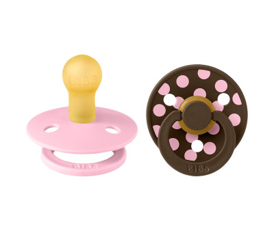 2 Succhietti BIBS Studio Colour Round Polka Baby Pink/Mocha