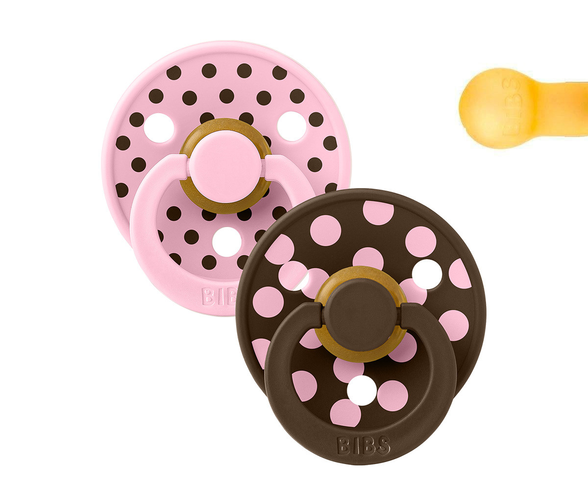 2 Succhietti BIBS Studio Colour Round Polka Baby Pink/Mocha