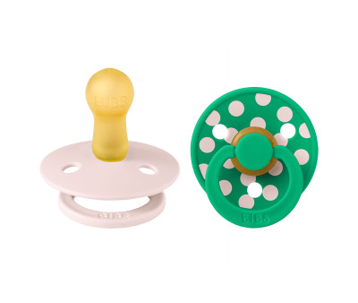 2 Succhietti BIBS Studio Colour Round Polka Petal/Cactus