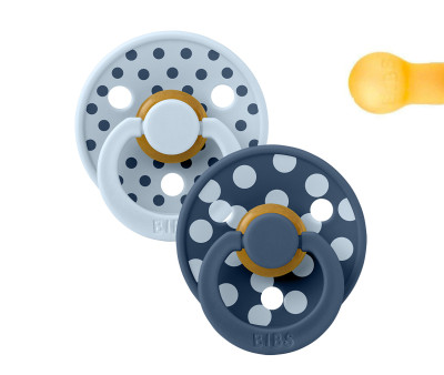 2 Succhietti BIBS Studio Colour Round Polka Baby Blue/Steel Blue