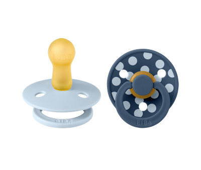 2 Succhietti BIBS Studio Colour Round Polka Baby Blue/Steel Blue