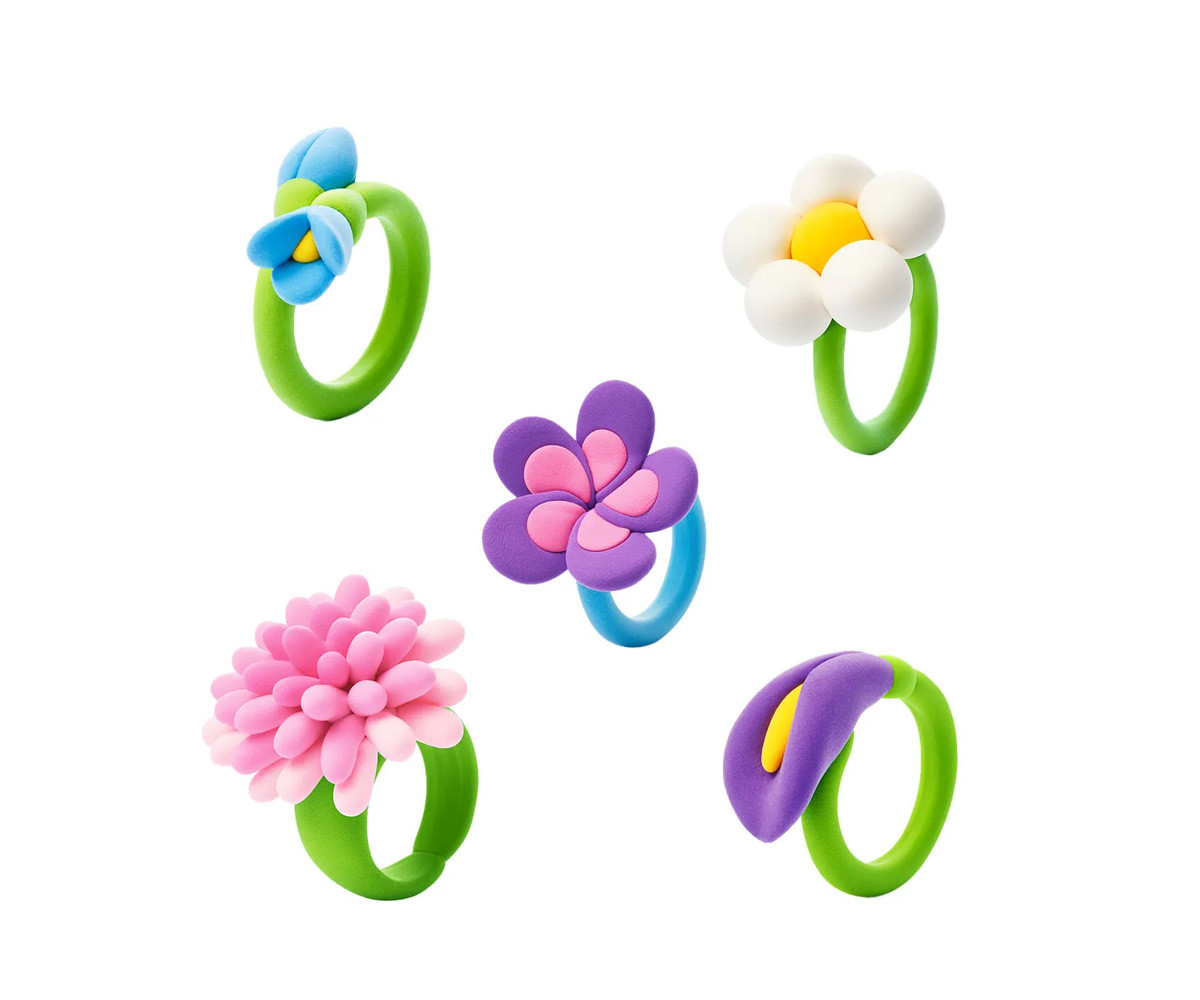 Interactive Playdough Flower Rings (3 cans)