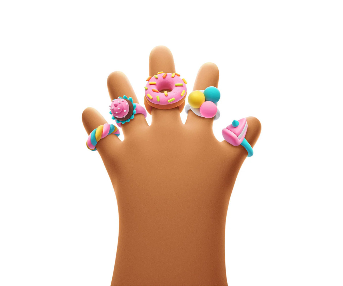Interactive Playdough Sweet Rings (3 cans)