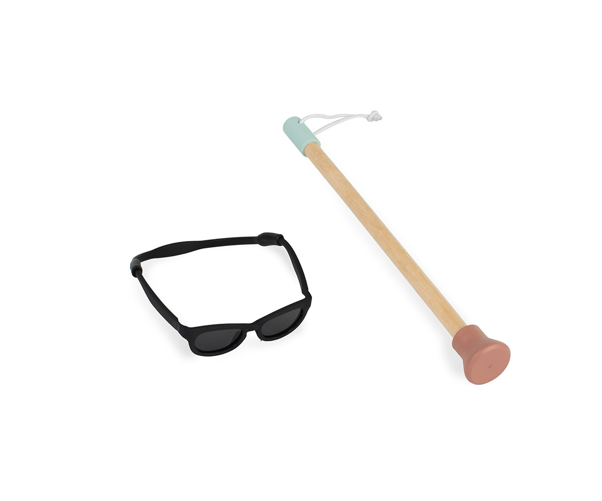 Occhiali Scuri e Bastone da Cieco per Bambole