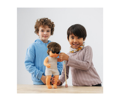 Occhiali Scuri e Bastone da Cieco per Bambole