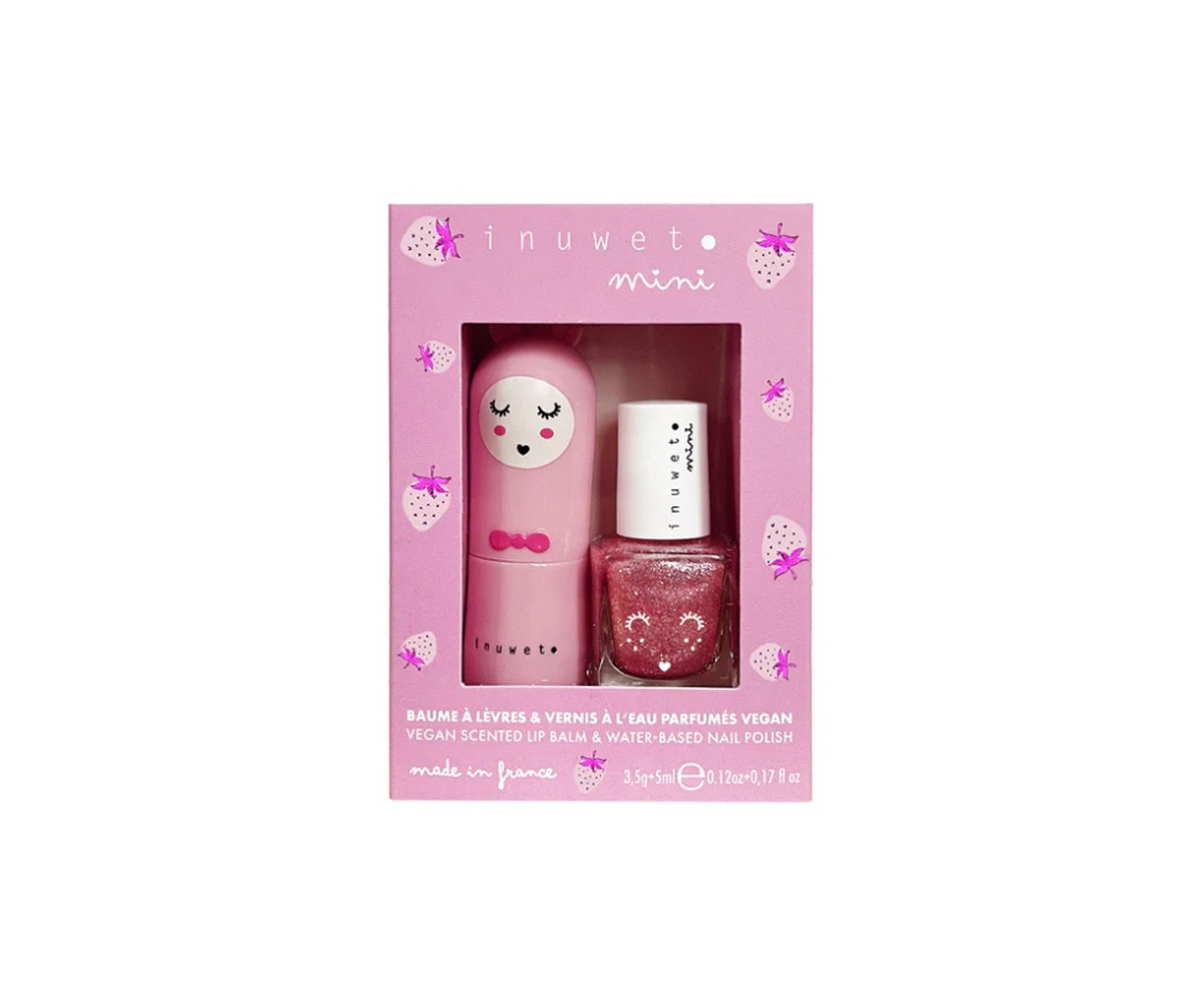 Dúo Bálsamo Labial y Esmalte de Uñas Fresa