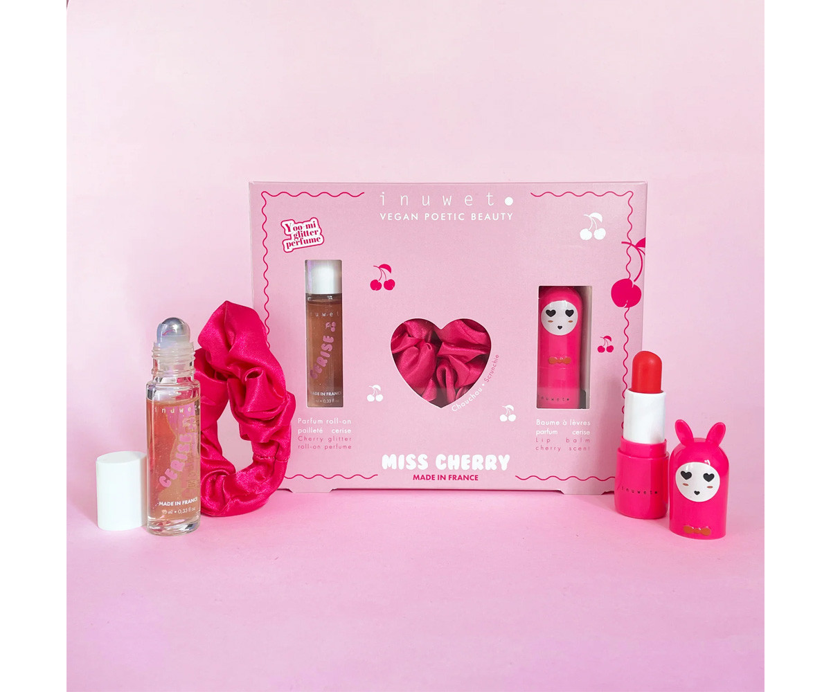 Set Infantil Miss Cherry: Pinza de Pelo Rosa, Perfume y Bálsamo Labial