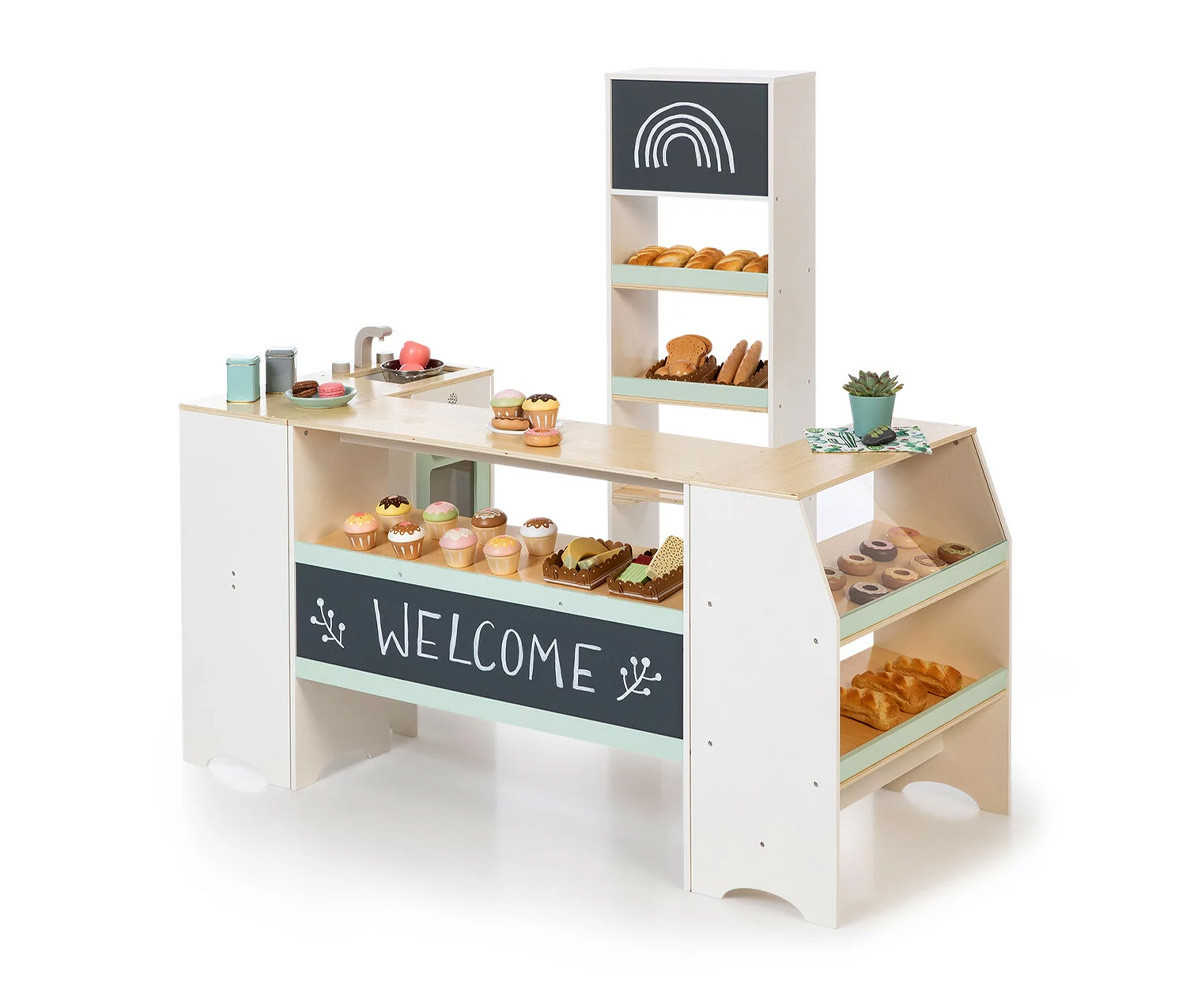 Boutique et Kitchenette Modulaires Blanc/Naturel/Menthe