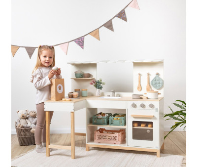 Kitchenette Café en Angle Blanc/Naturel