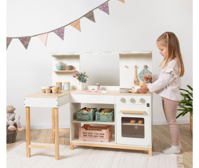 Kitchenette Café en Angle Blanc/Naturel
