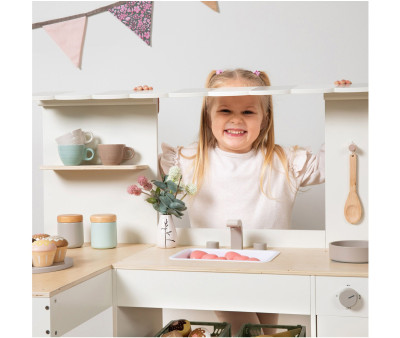 Kitchenette Café en Angle Blanc/Naturel