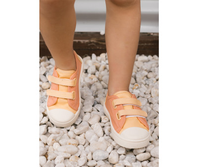 Scarpette Tela con Velcro Tangerine