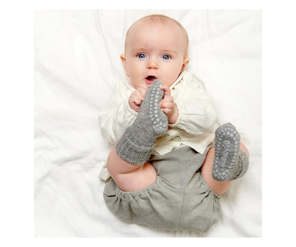 Calcetines Suela Antideslizante Alpaca Gris Melange