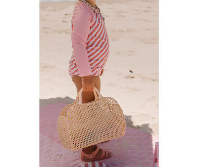 Camiseta de proteção solar de manga comprida Stripes Bloom & Blush