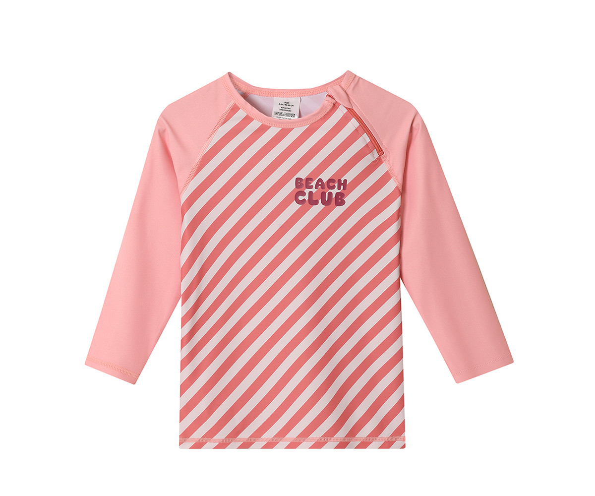 Camiseta de proteção solar de manga comprida Stripes Bloom & Blush