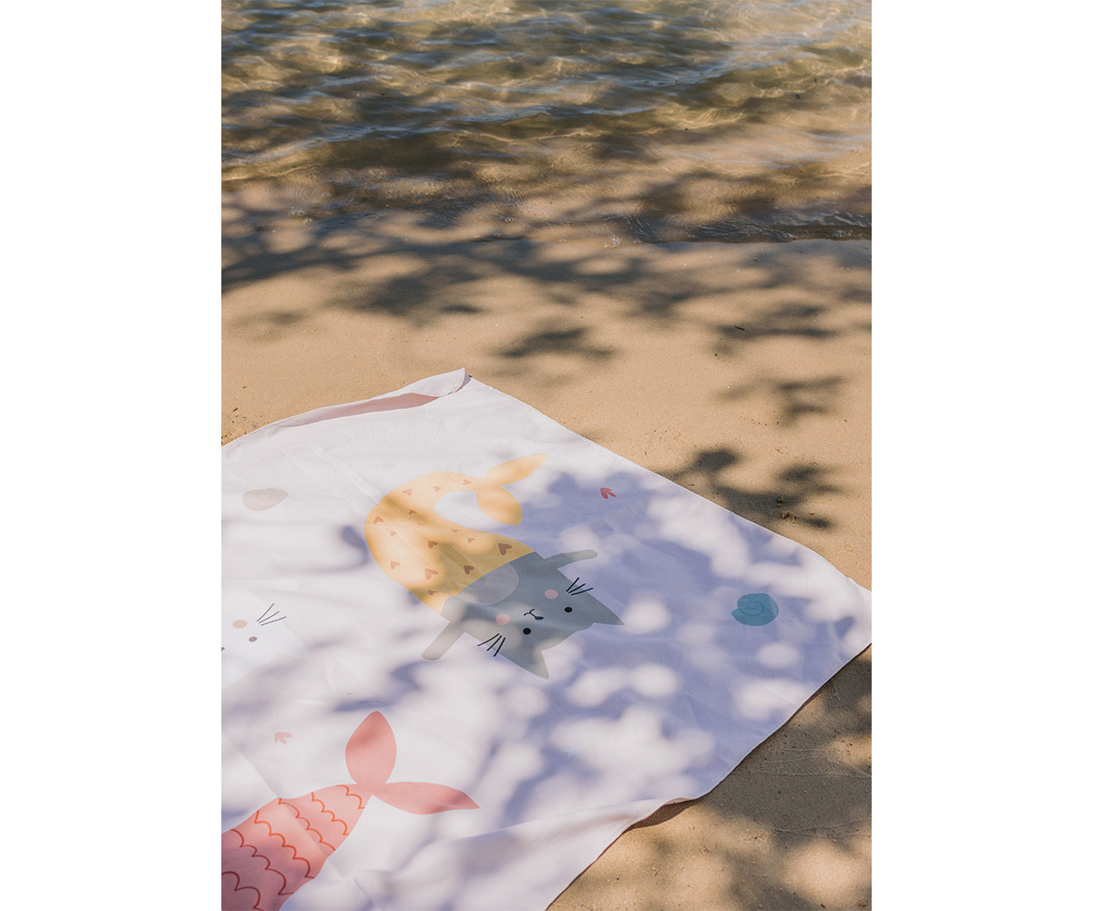 Toalla Playa Microfibra Mermaid Cats Personalizable