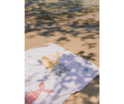 Toalla Playa Microfibra Mermaid Cats Personalizable