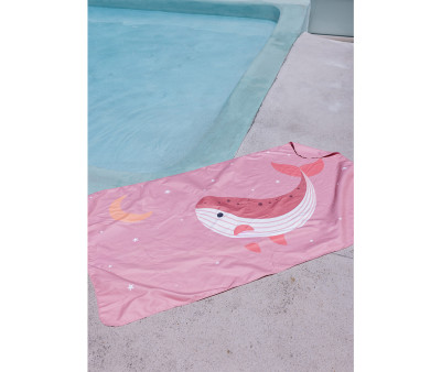 Toalla Playa Microfibra Whale Pink Personalizable