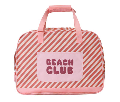 Bolsa de praia com malha Personalizável Stripes Bloom & Blush