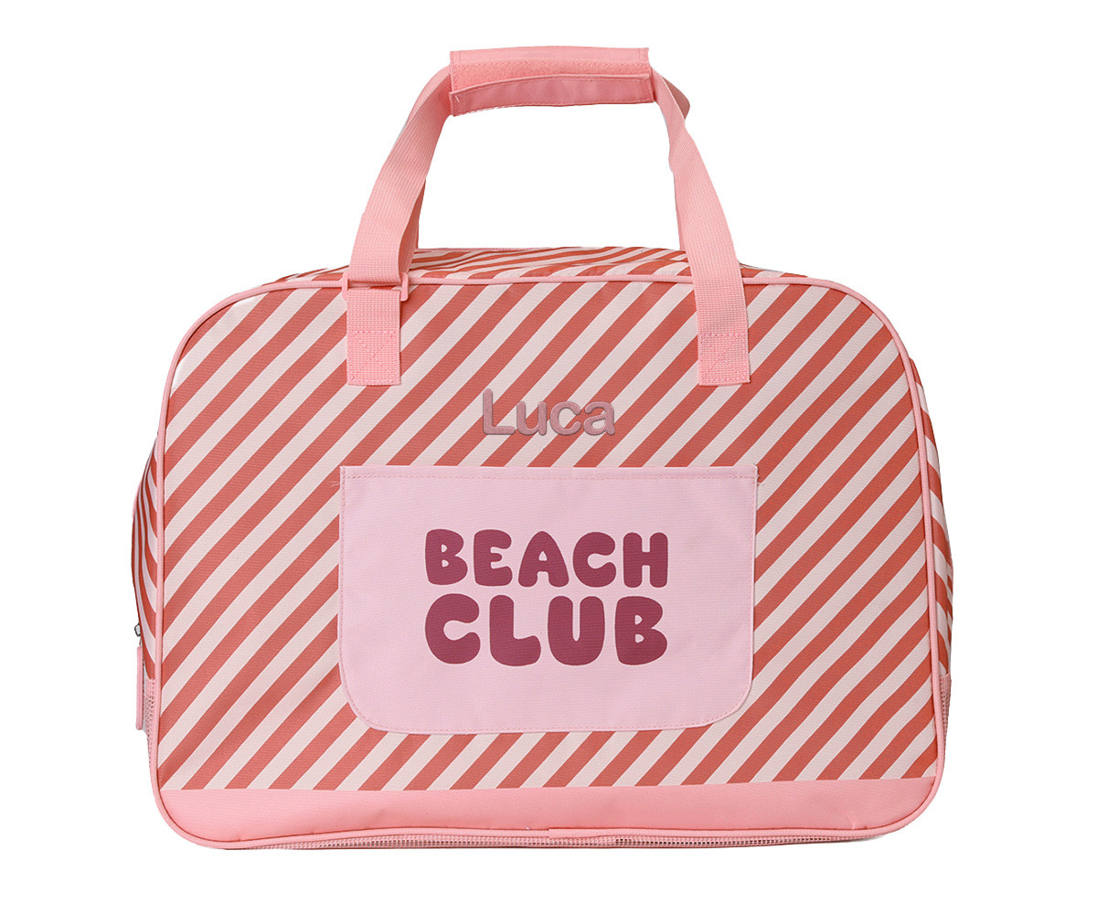 Bolsa de praia com malha Personalizável Stripes Bloom & Blush
