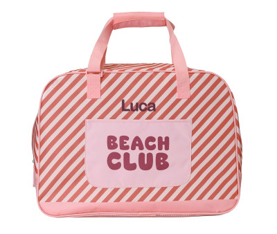 Bolsa de praia com malha Personalizável Stripes Bloom & Blush