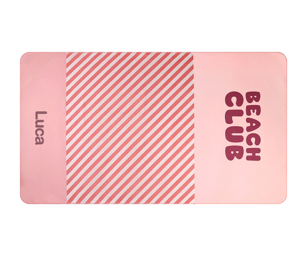Toalla Playa Microfibra Stripes Bloom & Blush Personalizable