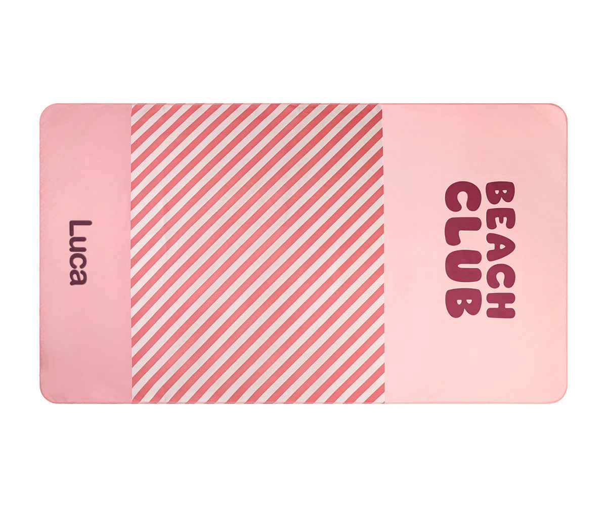 Toalla Playa Microfibra Stripes Bloom & Blush Personalizable