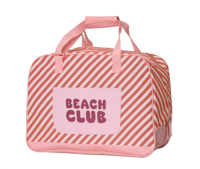 Bolsa de praia com malha Personalizável Stripes Bloom & Blush