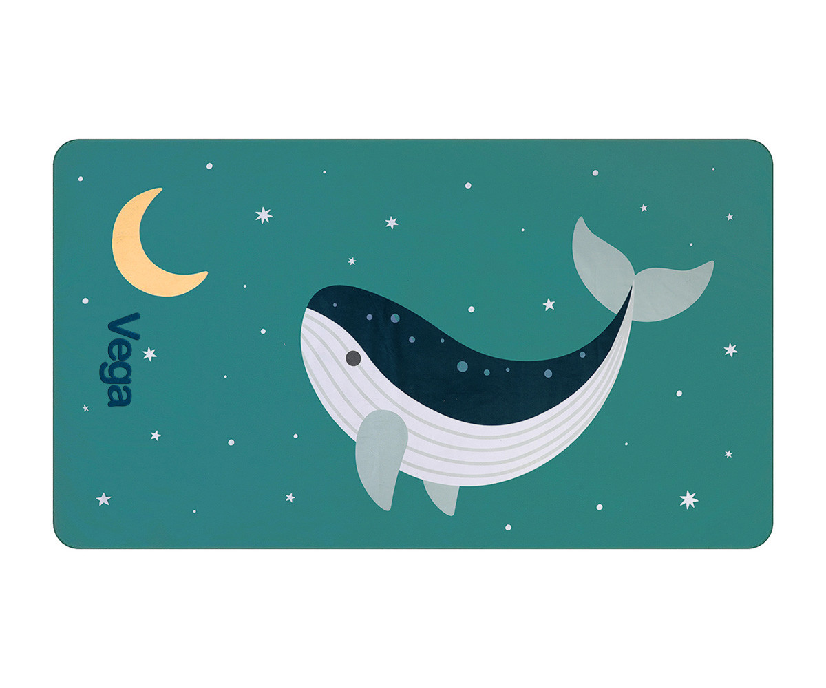 Toalla Playa Microfibra Whale Teal Personalizable
