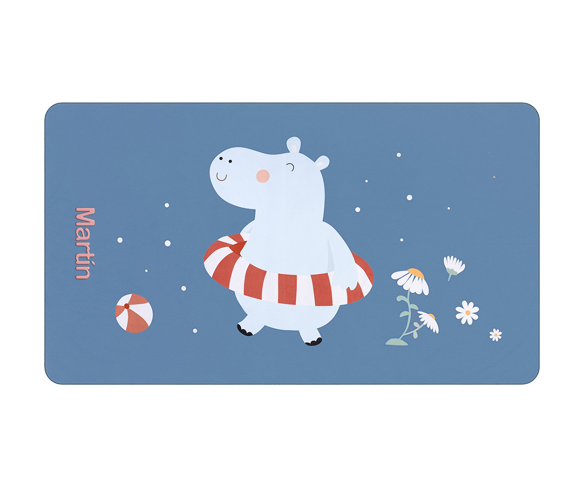 Serviette de Plage en Microfibre Hippos Personnalisable