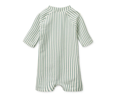 Tuta Nuota Manica Corta Bebè Thor Seersucker Peppermint/Sandy