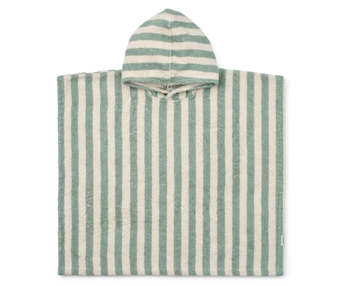 Poncho in Ciniglia Koi Stripe Peppermint/Creme