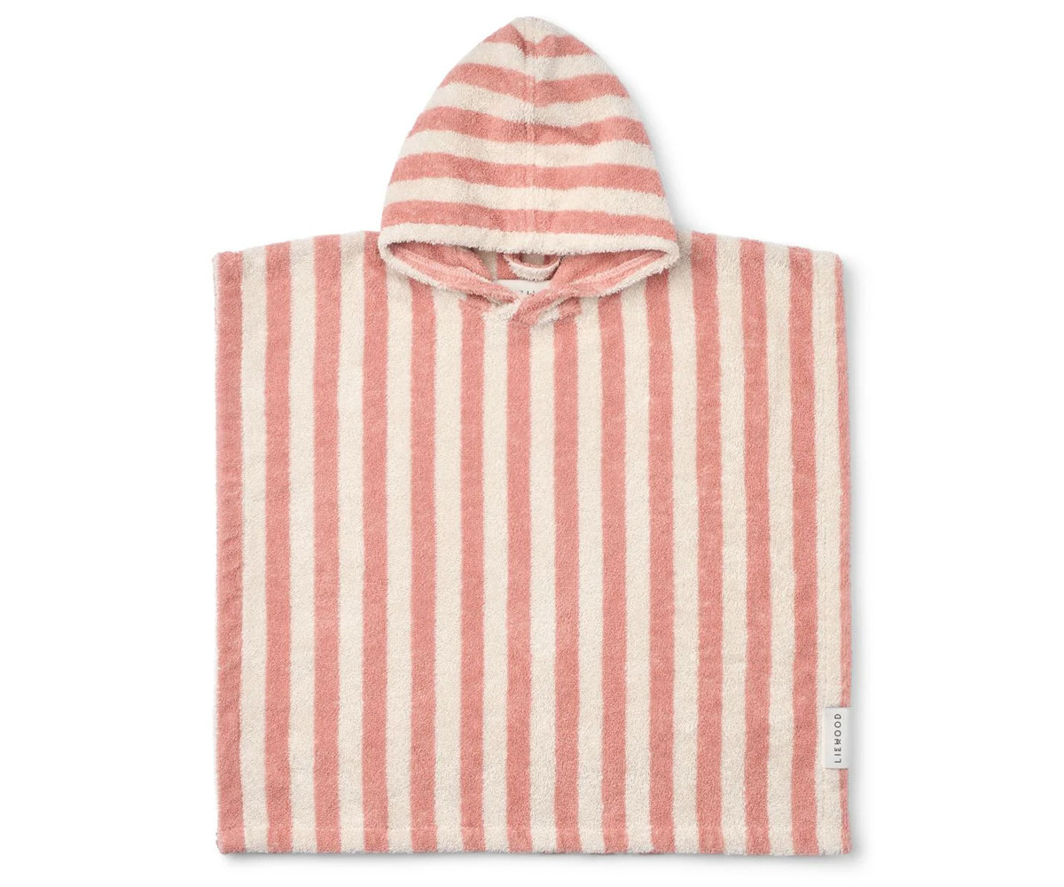 Poncho in Ciniglia Koi Stripe Coral Blush/Creme