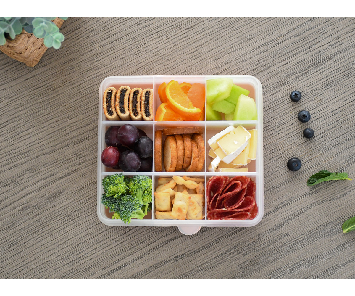 Snackle Box Peach Daisy Print 9 Scomparti