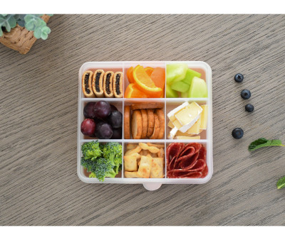 Snackle Box Peach Daisy Print 9 Scomparti