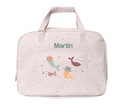 Bolso de Playa con Rejilla Mermaid Cats Personalizable