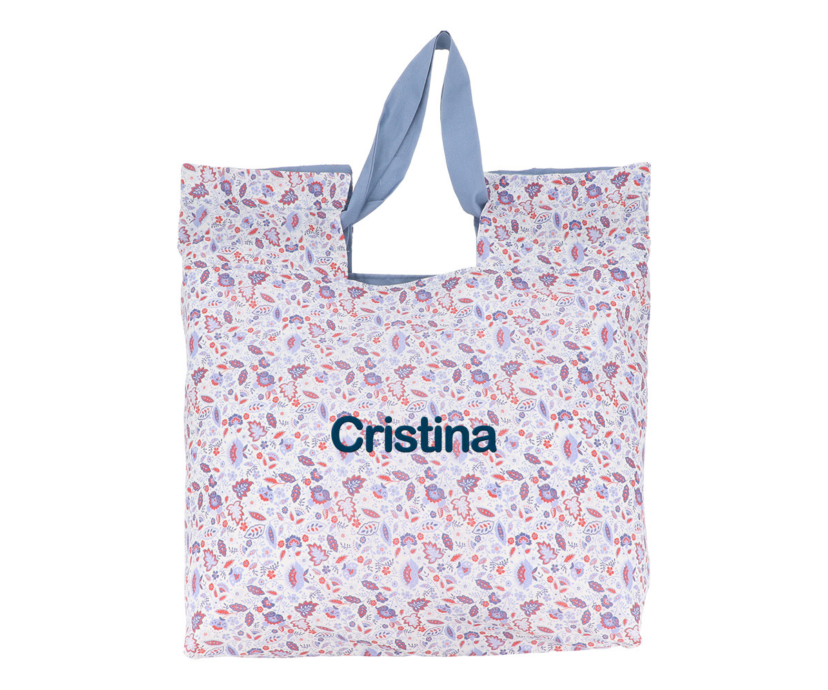 Borsa Tote Fiori Azzurri Personalizzabile