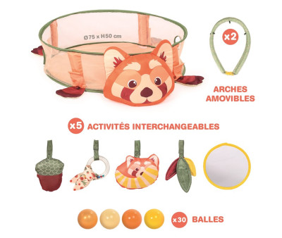 Gimnasio de Actividades y Piscina de Bolas Panda Rojo