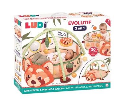 Gimnasio de Actividades y Piscina de Bolas Panda Rojo