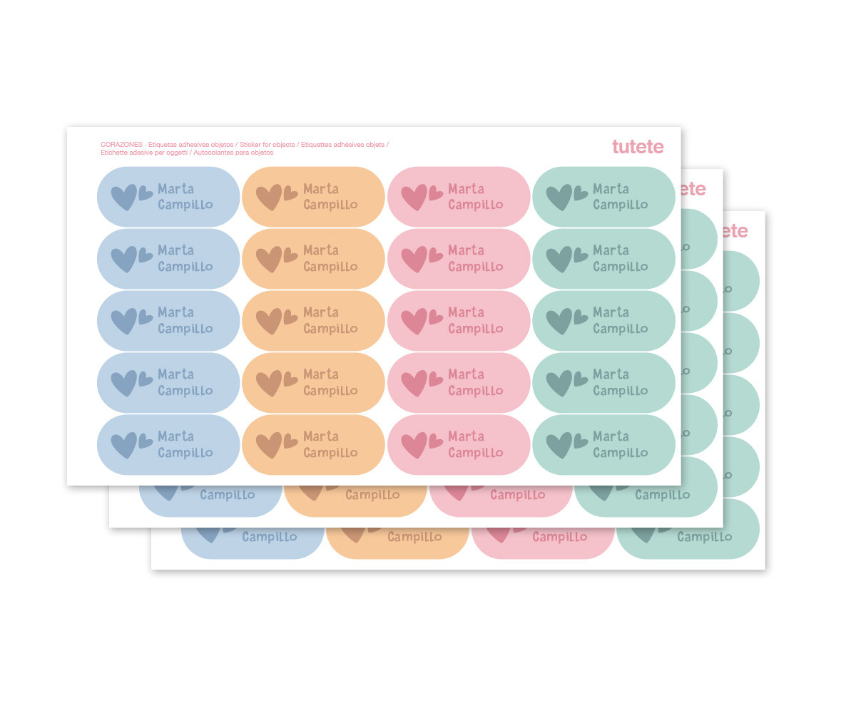 60 Pegatinas para Objetos Corazones