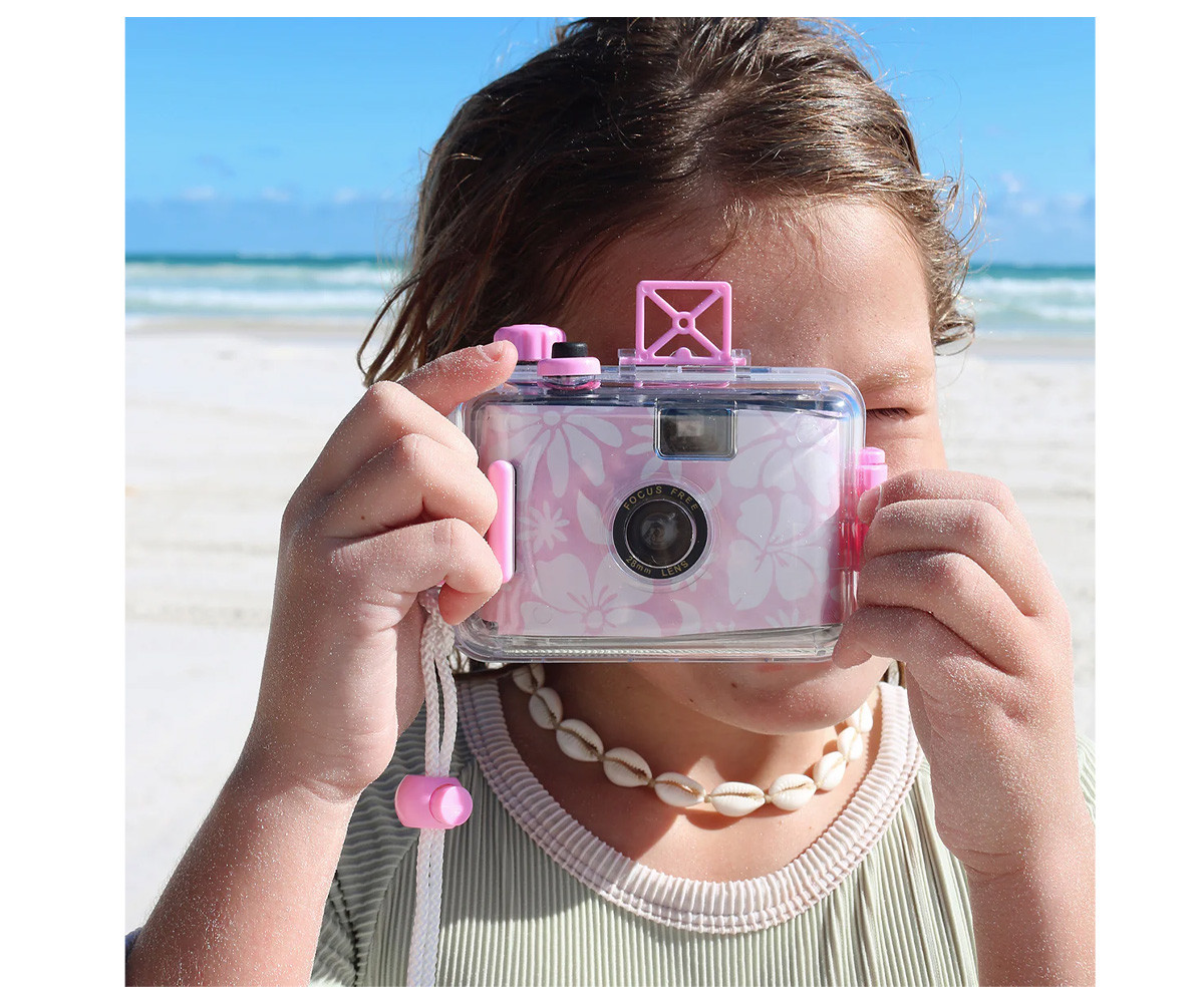 Câmera subaquática floral rosa