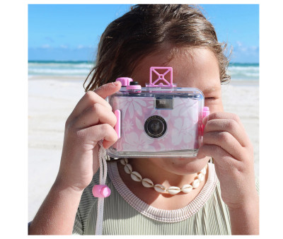 Câmera subaquática floral rosa