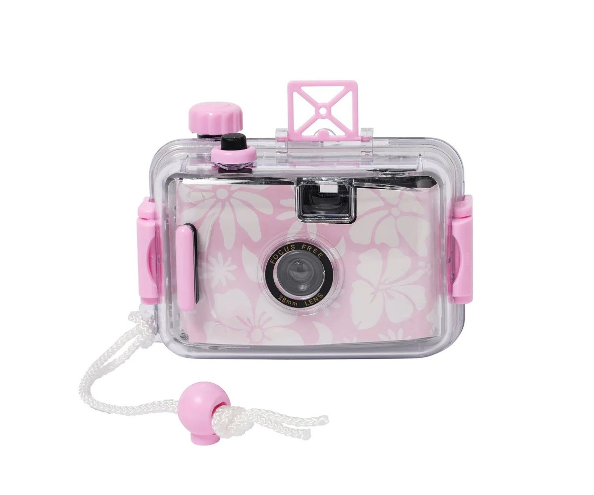 Câmera subaquática floral rosa