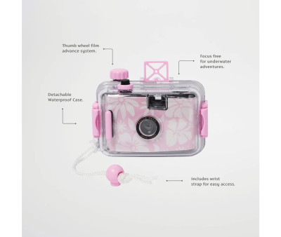 Câmera subaquática floral rosa