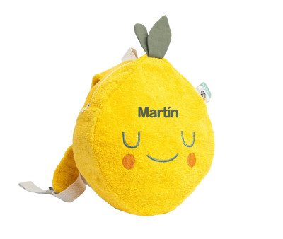 Mochila de Algodón Rizo Orgánico Lola Lemon Personalizable