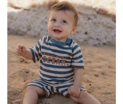 Bañador con Cremallera Ocean Blue Stripes