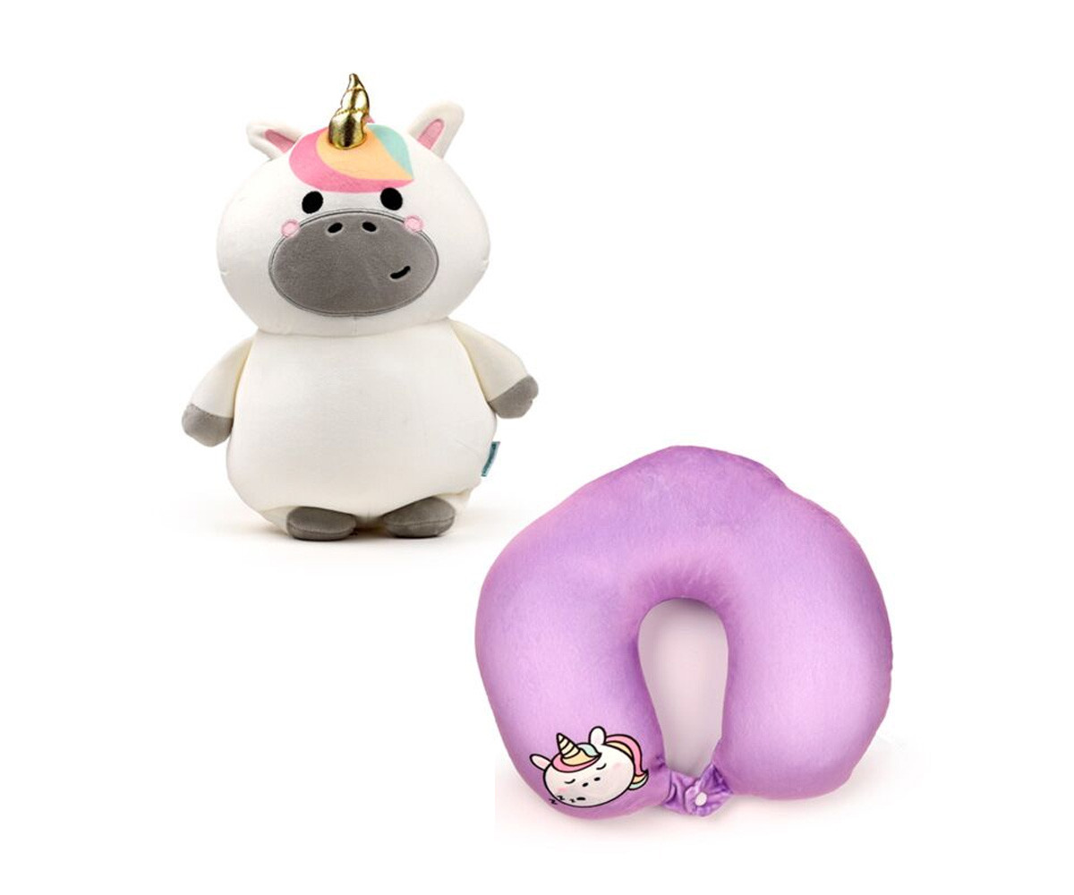 Almohada de Viaje y Peluche 2 en 1 Swapseazzz Unicornio Adoracorns